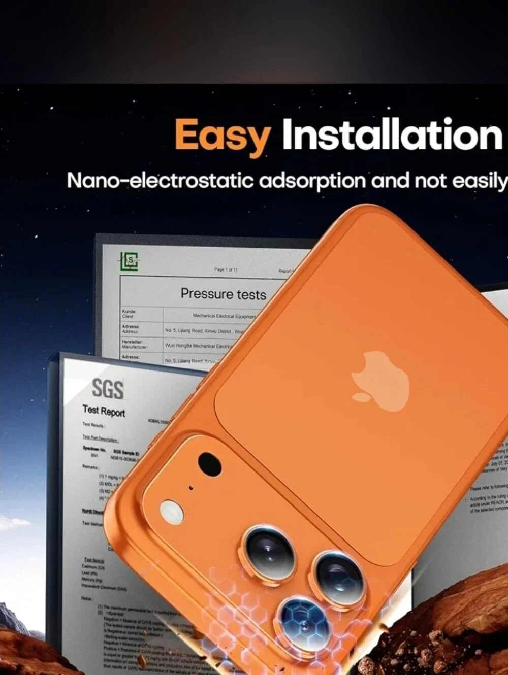 Orange Metallic Camera Jeluse iPhone 17 Pro Max Camera Lens Protector